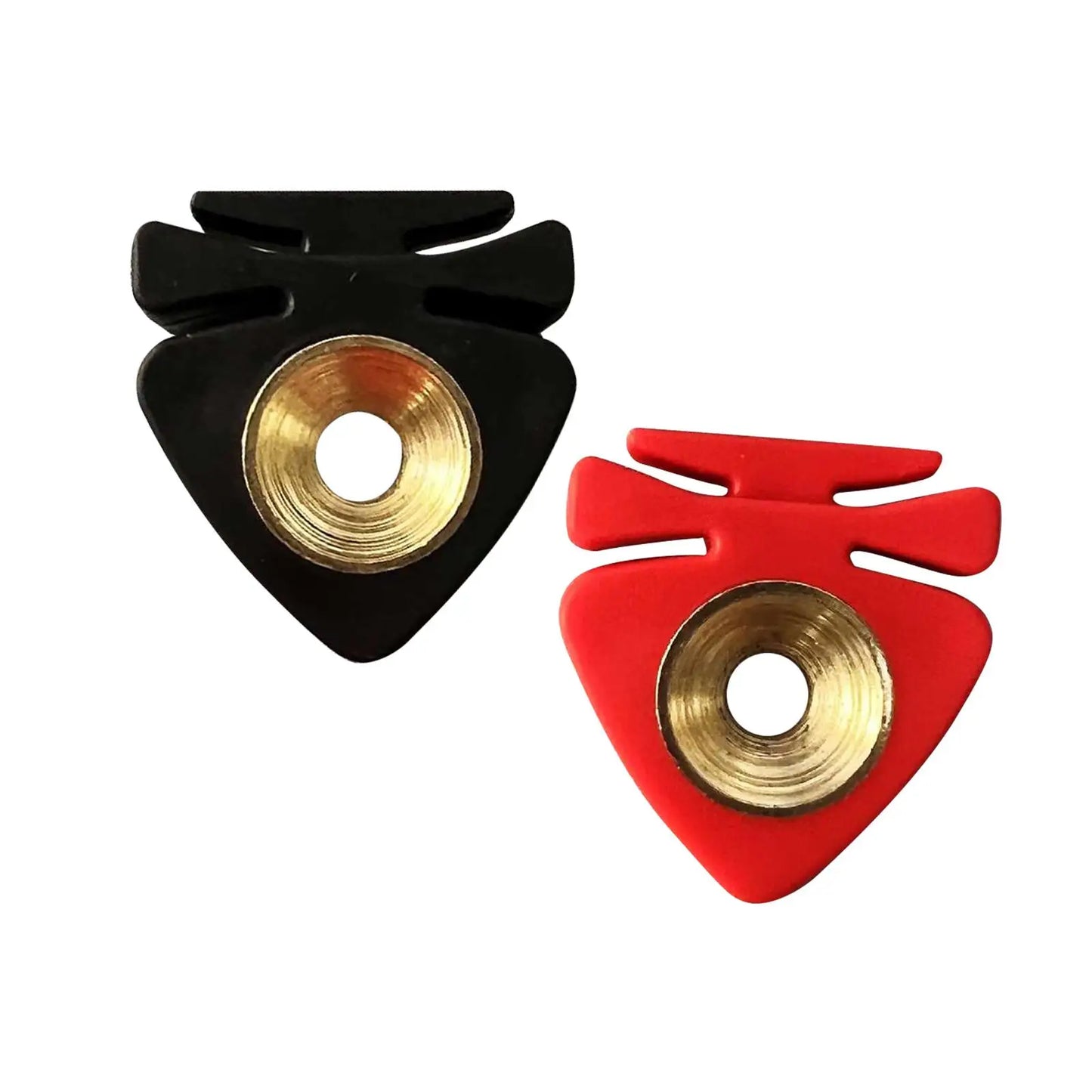 Black and red guitar picks with gold metal inserts designed as portable parts lightweight violin mute easy universal fittings durable