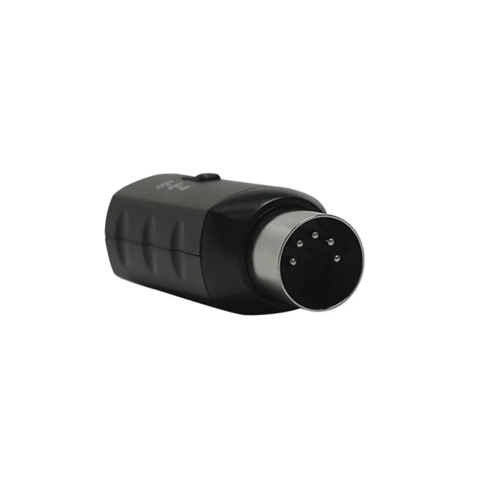 Black and silver 5-pin xlr midi adapter with textured grip for mvave sk7 featuring automatic pairing and rechargeable battery
