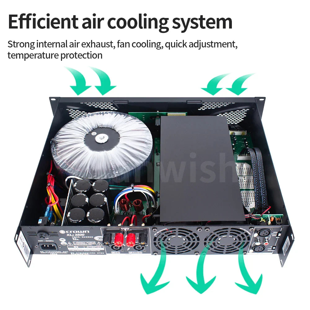 Black crown xli 3500 professional audio dj equipment amplifier with internal cooling for stage wedding ktv use