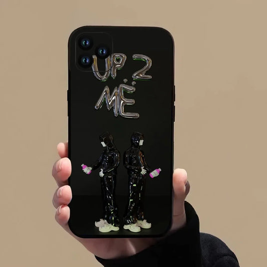 Black yeat rapper afterlyfe phone case for pro xs max featuring glossy 3d up 2 me lettering and miniature figurines