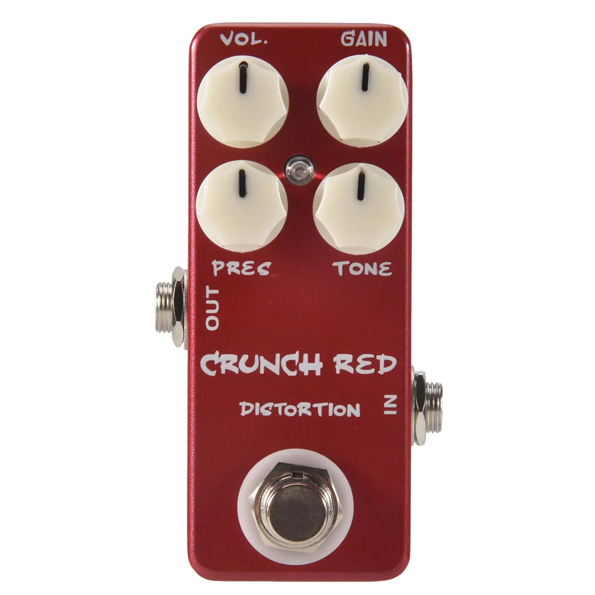 Red crunch distortion guitar pedal with four cream knobs vol gain prec tone metal shell mini effect pedal