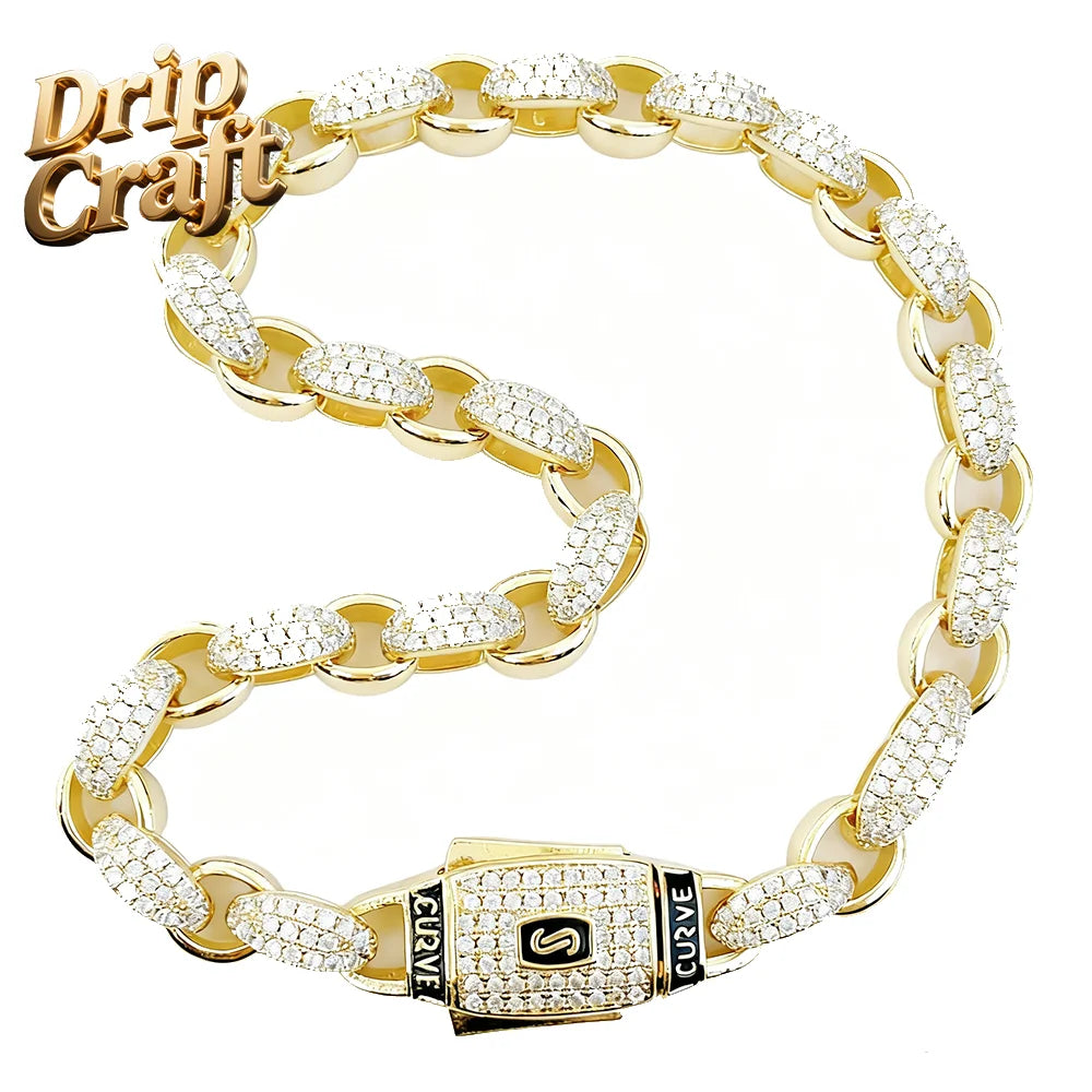 Hip-hop Hot Selling Classic 14K Gold-plated Brass Cuabn Cadena Necklace Cuban Bracelet Hip-hop Jewelry Handmade