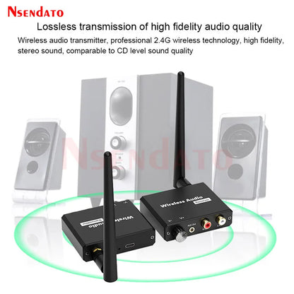 2.4G Digital Wireless Wifi Music Adapter 50M Wireless Audio Transmitter and Receiver Kit with 3.5mm R/L AUX for TV Box DVD PC