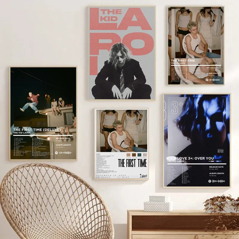 Rapper The Kid LAROI Canvas Wall Art Classic Rap Hip Hop Music The First Time Album Cover Posters Living Room Home Decor Gift