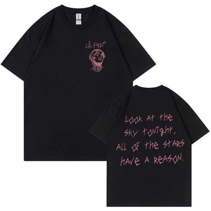 Rapper Lil Peep Tour Concert Graphic T Shirt Men's Fashion Cotton Short Sleeve T-shirt Unisex Hip Hop Oversized Tees Streetwear