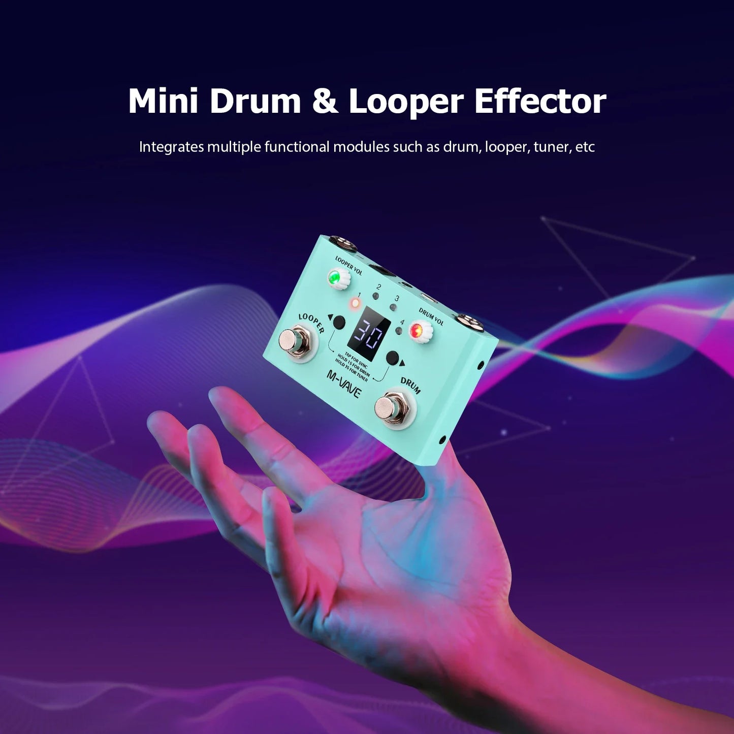 Double Footswitch Looper Pedal Looper M-VAVE LOST TEMPO Effect Pedal Drum & Looper Effector Mini 2-in-1 Looper & Drum Machine
