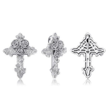 Hip Hop Micro Paved AAA Cubic Zirconia Bling Iced Out Flowers Cross Pendants Necklaces for Men Rapper Jewelry Drop Shipping