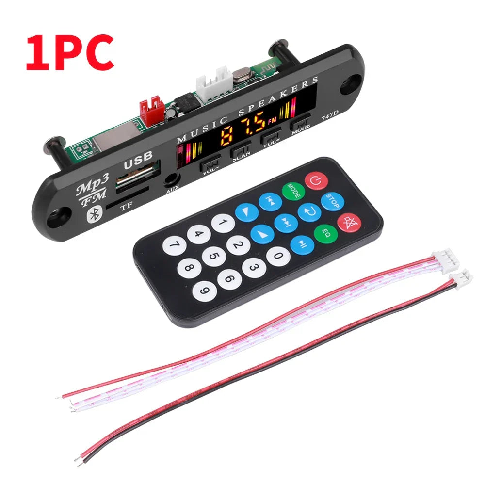 Black plastic mp3 decoder board car kit wireless with digital display usb aux ports and remote for wma car music