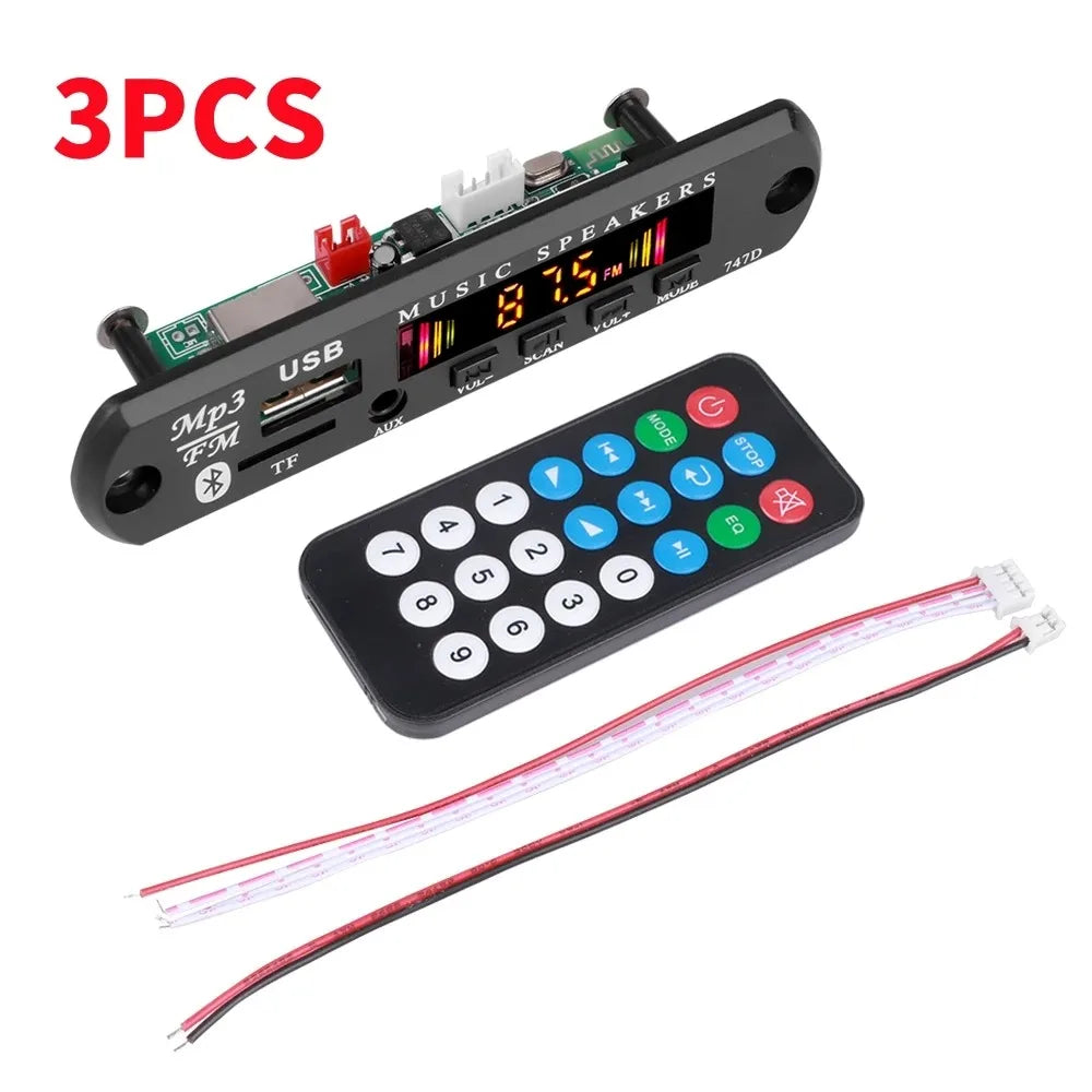 Black plastic mp3 decoder board car kit wireless with digital display usb aux ports and matching remote for wma car music