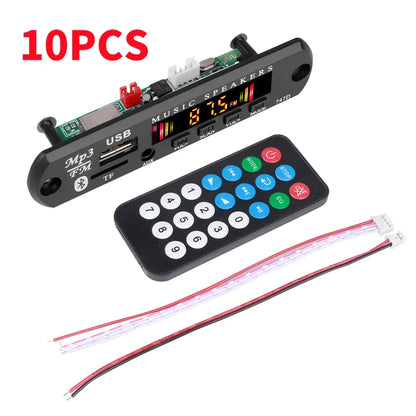 Black plastic mp3 decoder board with digital display usb aux ports and remote for wma car music wireless car kit