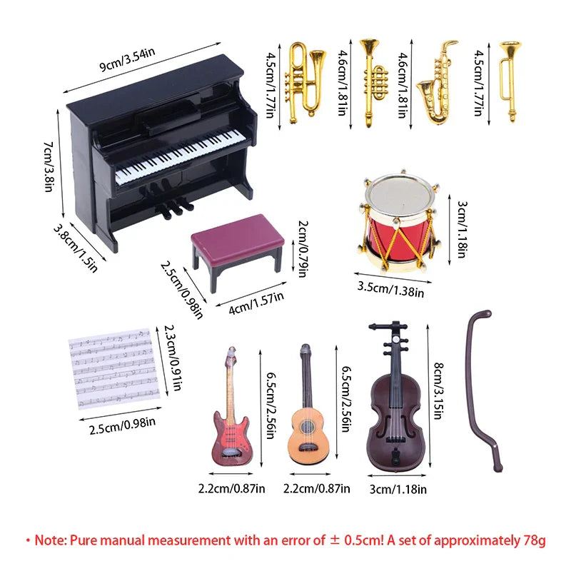 Black dollhouse miniature classical musical instrument piano with white keys and matching purple stool display piece
