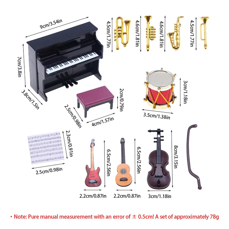 Black miniature classical musical piano with white keys and purple stool in 1 12 dollhouse instrument set decor