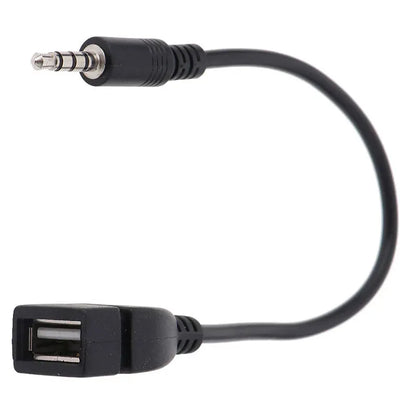 Black car audio cable usb audio cable with metallic 3.5mm male plug and usb female port for cable car electronics