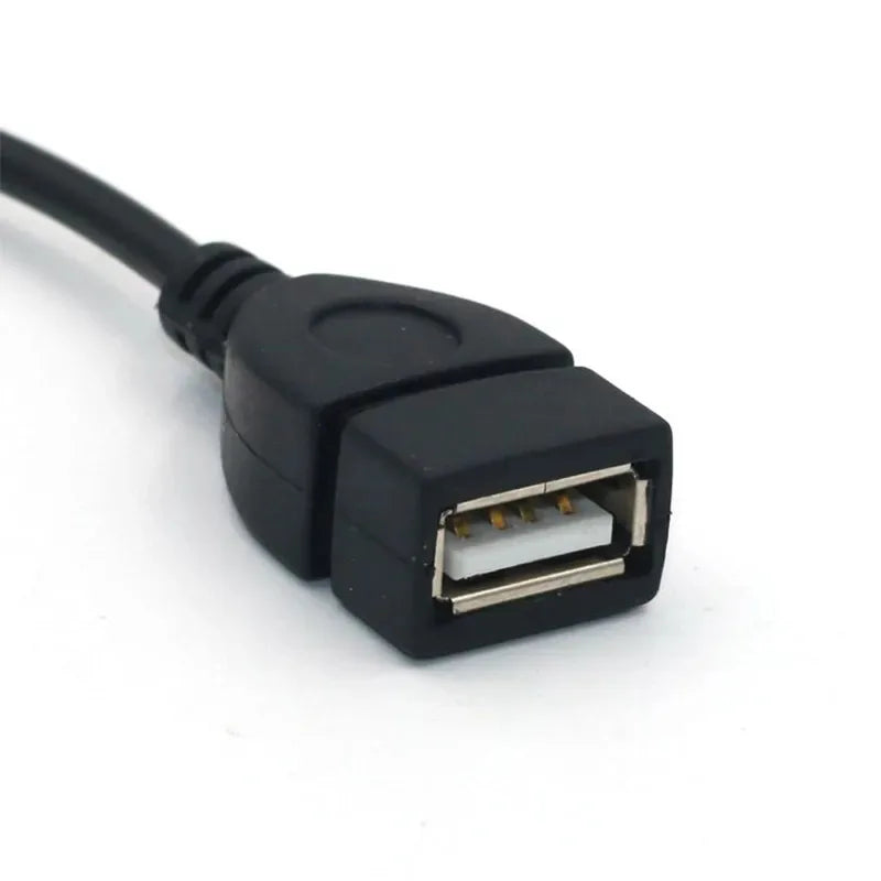 Black usb female connector with matte plastic housing and metallic contacts for car audio cable usb audio cable use