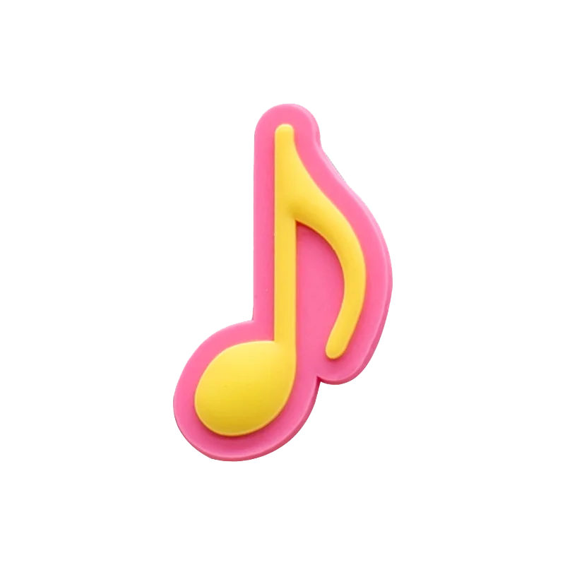 A vibrant pink and yellow 1/20pcs musical instruments pin charm with glossy 3d design for men women kids accessories decorations buckles
