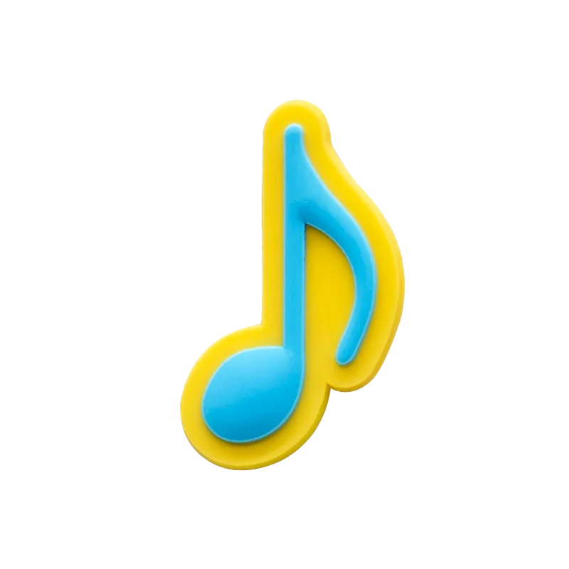 A vibrant yellow and blue musical note pin with a glossy 3D look for men women kids accessories decorations buckles