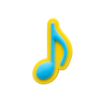 A vibrant yellow and blue musical note pin with a glossy 3D look for men women kids accessories decorations buckles
