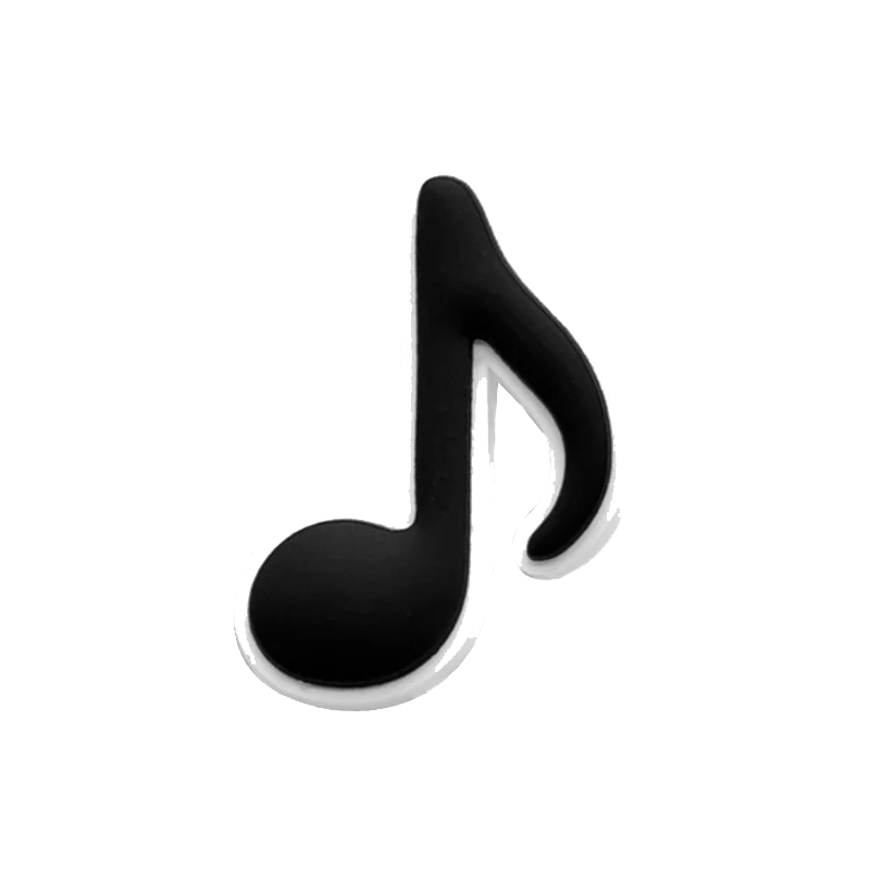 Black musical note pin with glossy finish and white outline for 20pcs musical instruments accessories decorations buckles
