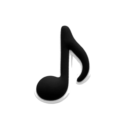 Black musical note pin with glossy finish and white outline for 20pcs musical instruments accessories decorations buckles