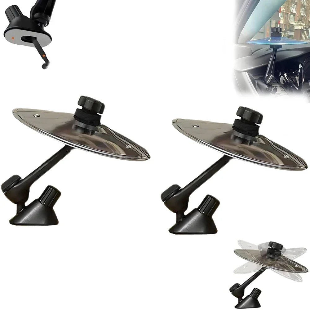 Black and silver car crash cymbal air vent mount with adjustable arms for holding devices in car interior use