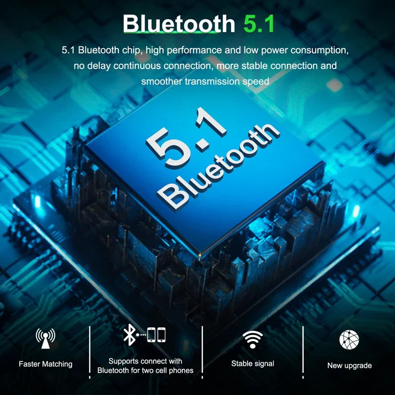 Blue 5.1 bluetooth chip with metallic edges and white branding on circuit board for ejeas mesh intercoms riders 1200m interphone sharing fm ip67