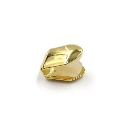 Gold plated small single tooth caps hip hop grills with polished metal and rounded edges for rapper party accessories