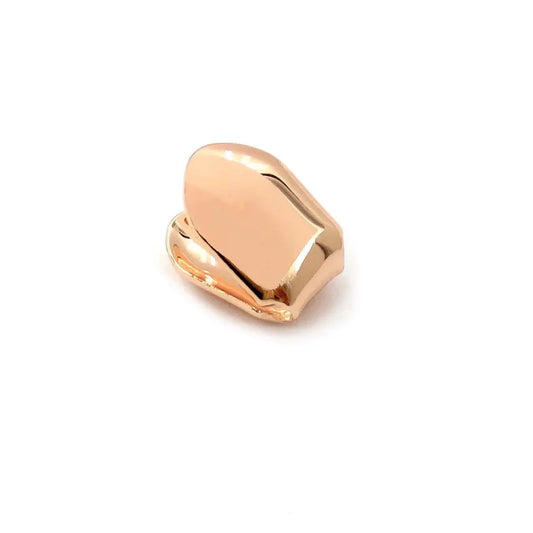 Rose gold polished metal hip hop grills single tooth caps with smooth reflective surface gold plated small design