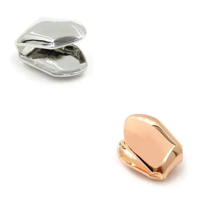 Silver and rose gold metallic single tooth caps with smooth polished finish hip hop grills gold plated small accessories