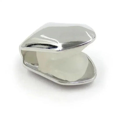 Shiny silver metal grill with polished finish and open tooth design single tooth caps hip hop grills accessory