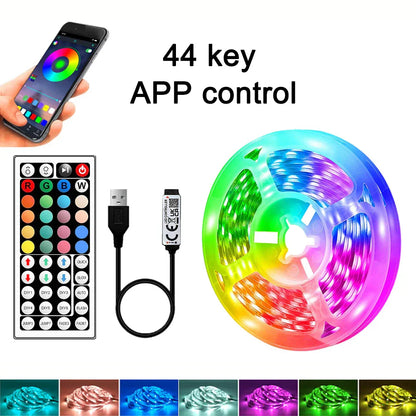 Colorful rgb led strip light with usb 5v music sync and 44key remote control for room tv backlight decoration