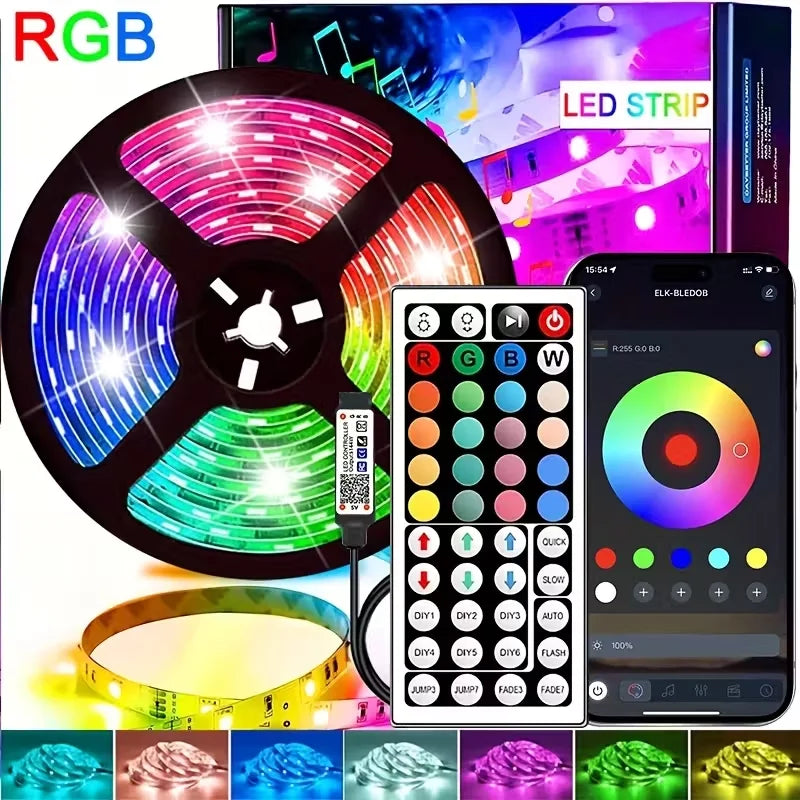 Rgb led strip lights with colorful flexible design usb 5v music sync and 44key remote control for room tv backlight