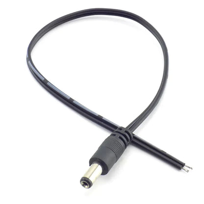 Black 12v dc male and female connectors jack cable adapter with exposed wire ends for strip light cctv power supply