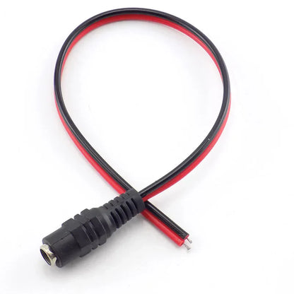 Black and red insulated wire with 12v dc male and female connectors jack for strip light cctv power supply cable adapter