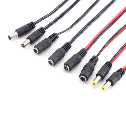 Black and red 12v dc male and female connectors jack cable adapter plug for strip light cctv power supply wire cords