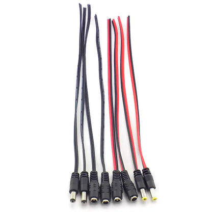 Black and red 12v dc male and female connectors jack cable adapter plug for strip light cctv power supply wire cord