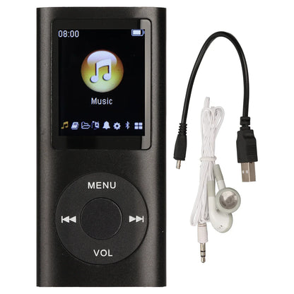 Black rectangular mp3 player stylish multifunctional lossless sound with 1.8 inch lcd screen and circular navigation buttons
