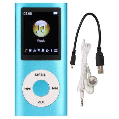 Light blue mp3 player stylish multifunctional lossless sound with 1.8 inch lcd screen displaying music text