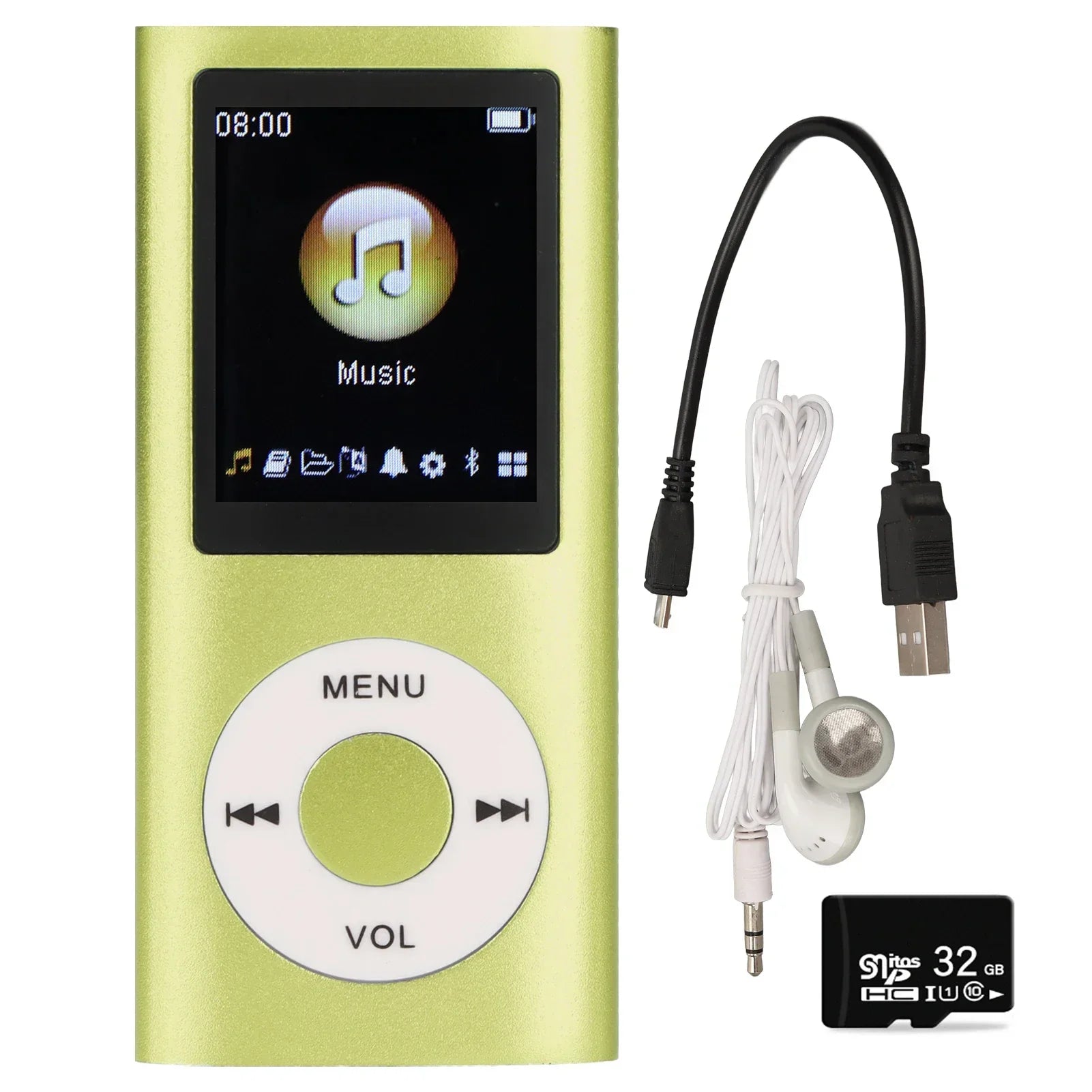 A sleek lime green 1.8 inch lcd screen mp3 player stylish multifunctional lossless sound portable device
