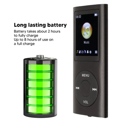 Black rectangular mp3 player stylish multifunctional lossless sound with 1.8 inch lcd screen and circular navigation buttons
