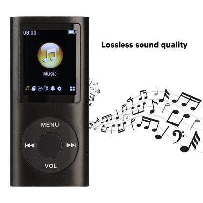 Black rectangular mp3 player stylish multifunctional lossless sound with 1.8 inch lcd screen and circular navigation pad