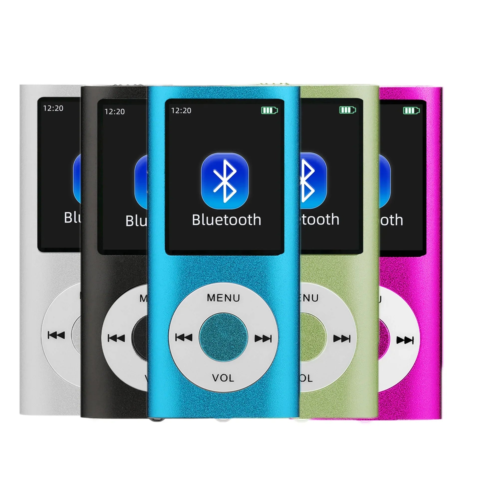 A sleek blue mp3 player stylish multifunctional lossless with 1.8 inch lcd screen and circular control buttons