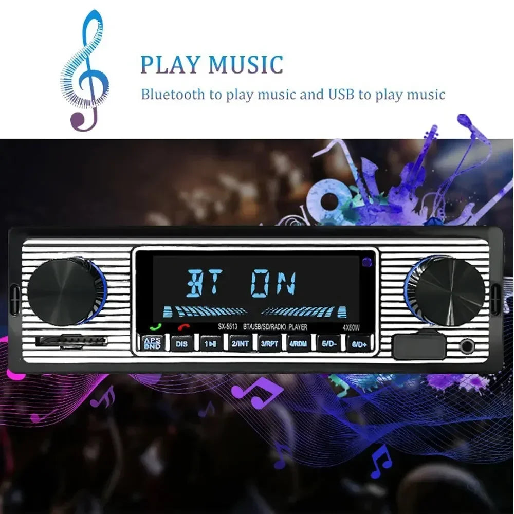 Black and silver 1 din car radio mp3 player vintage dual knob digital bluetooth audio radio with digital display