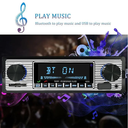Black and silver 1 din car radio mp3 player vintage dual knob digital bluetooth audio radio with digital display