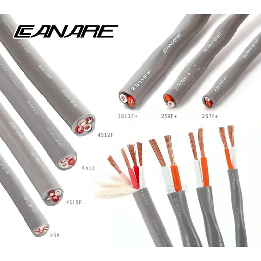 Gray meter japan canare four core speaker cables with exposed copper wire ends for surround 2s7f audio use