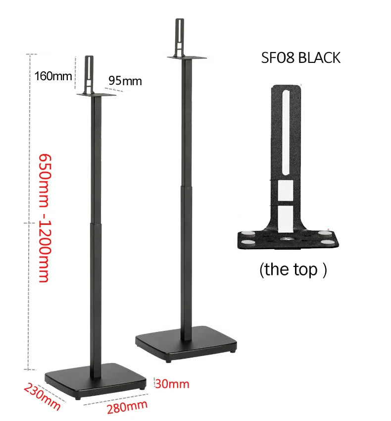 Black sf08 speaker stand with adjustable height and sturdy base for stand q90r q950r 9500s 9200s sonos use