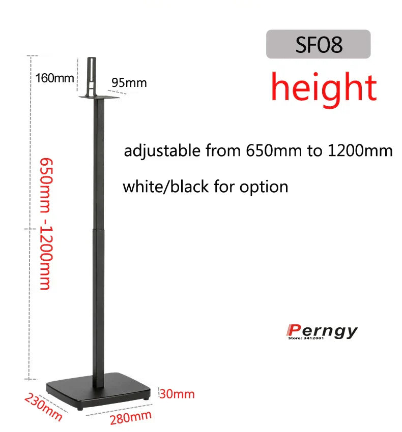 Black metal adjustable height speaker display stand with square base suitable for stand q90r q950r and 9500s 9200s sonos