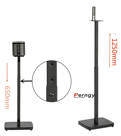 Black adjustable speaker stand with rectangular base and telescoping pole for q950r n950 9500s 9200s sonos floor use