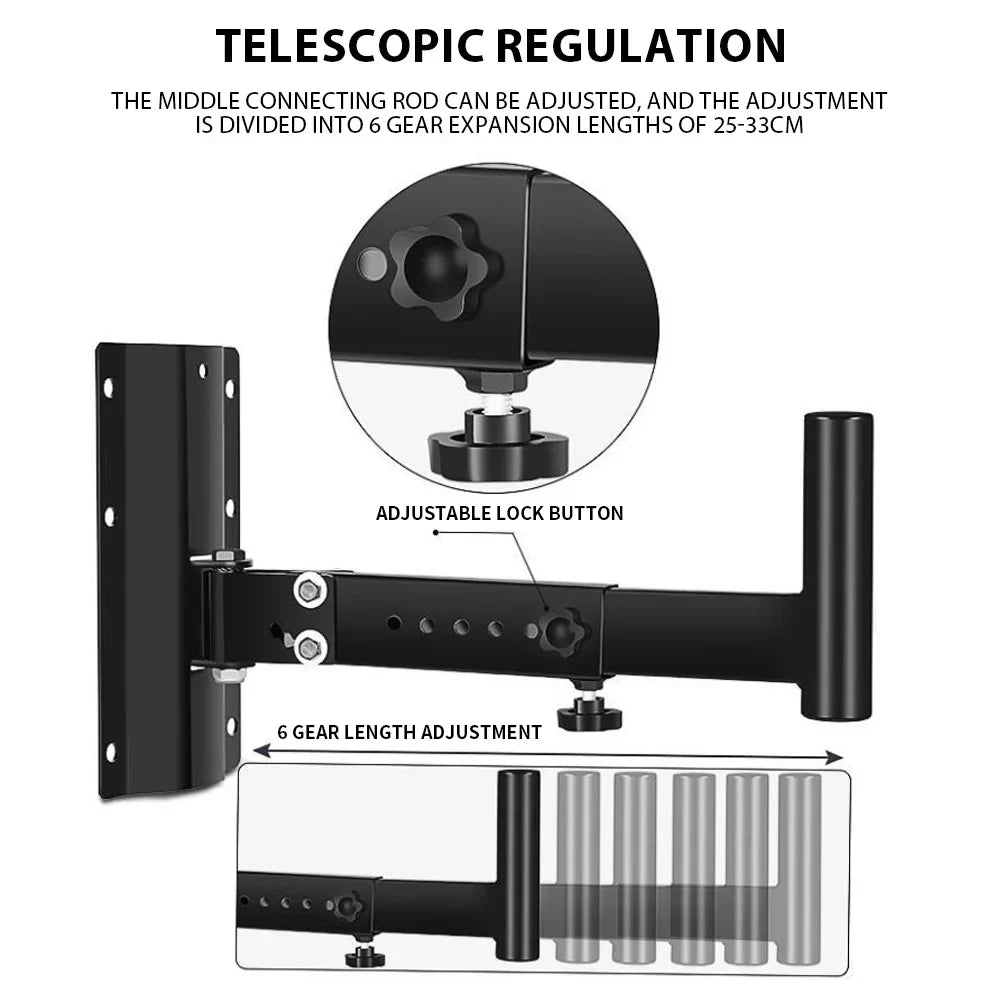 Black telescopic wall mount with adjustable gear expansion metal stands audio mounts brackets professional for tv support
