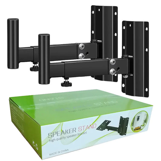 Black metal speaker stand with adjustable arms and mounting brackets for professional metal stands audio telescopic wall mounting