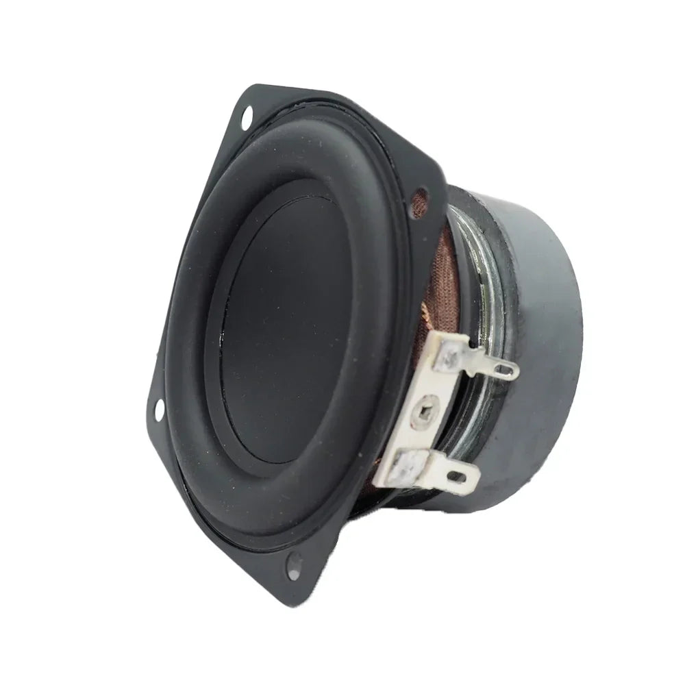 Black 3 inch 78mm subwoofer speaker with square frame and silver terminal brackets ohm 15w supper for diy home theater